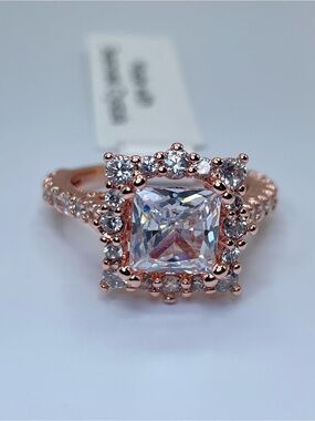 Swarovski Crystal Elements White Swarovski Elements Halo Art Deco Ring Sz 6.5
